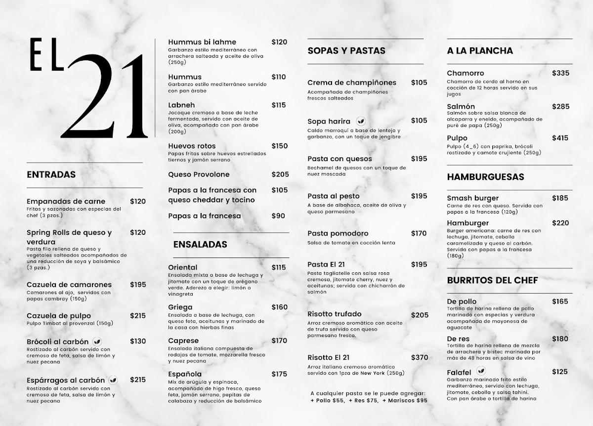 Restaurante El Veintiuno Menu - Image 1